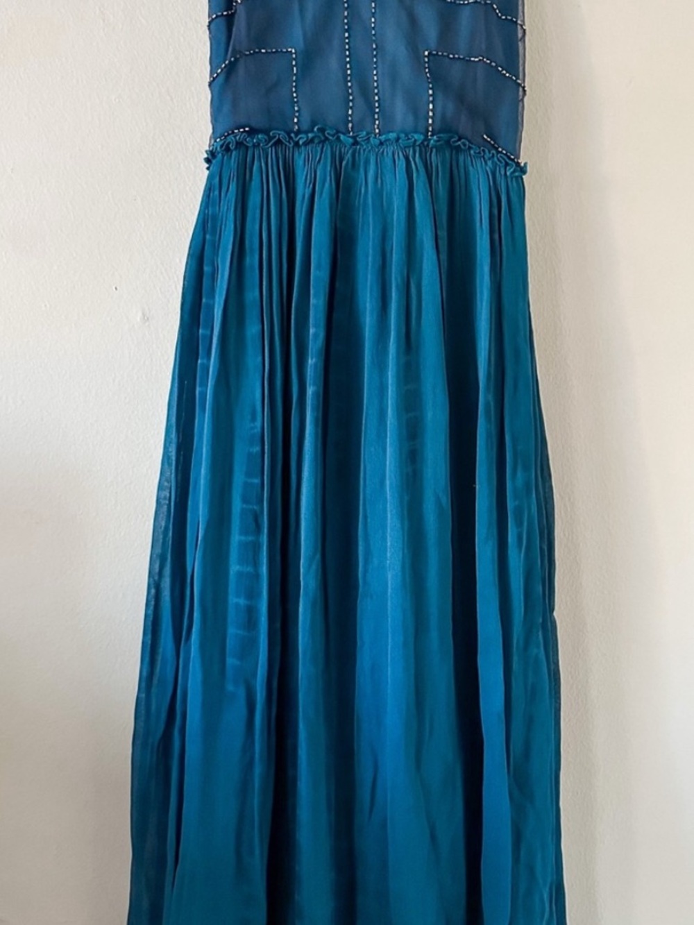 ❤️ Chan Luu Maxi Beaded Blue Gown Dress Size Small NWT - Picture 3 of 9